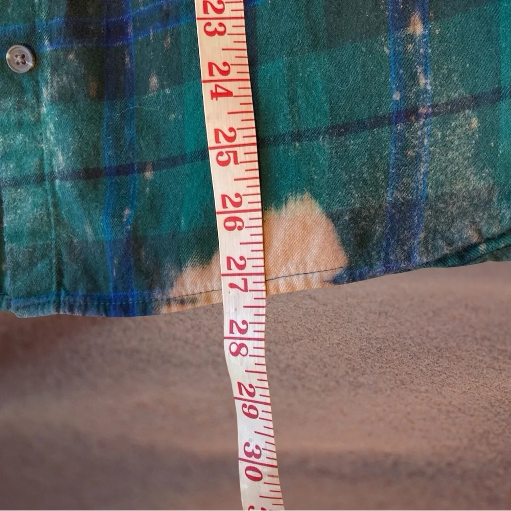 Custom Flannel Shirt XL Green Peach Desert Graphic Boho Festival - Picture 9 of 11